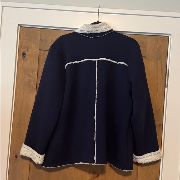 Habitat Navy Teddy Bear Sherpa Lined Jacket Coat Womens L Warm Winter cozy Soft - Picture 1 of 13